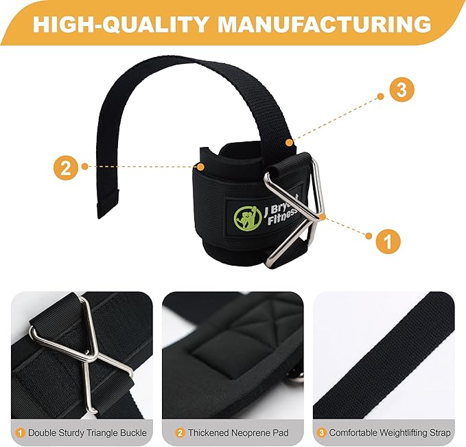 J Bryant Fitness Wrist Straps for Weightlifting and Cable Machines - Premium Padded Wrist Cuffs with Sturdy Triangle Buckle Ideal for Arm Training Tricep Extensions Upright Rows and Recovery Workouts
