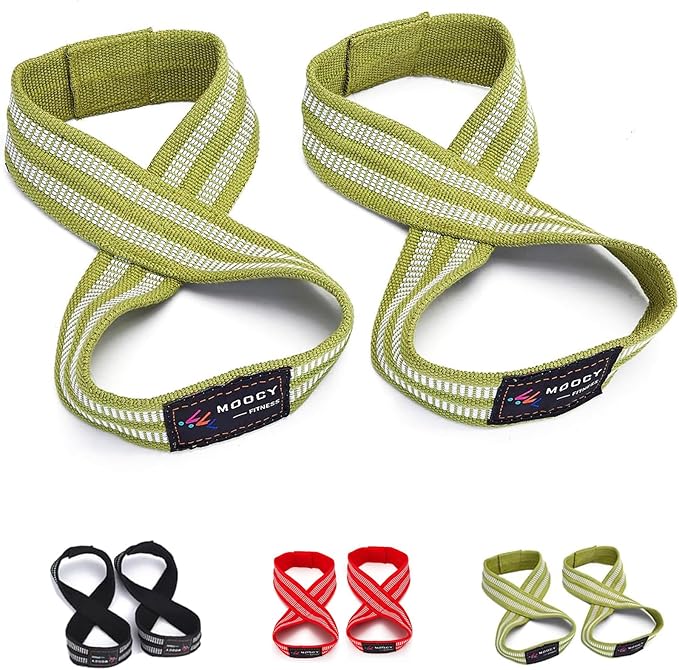 MOOCY Figure 8 Lifting Straps for Deadlift,Weightlifting,Strongman,& Cross Training Strong Weightlifting Wrist Wraps