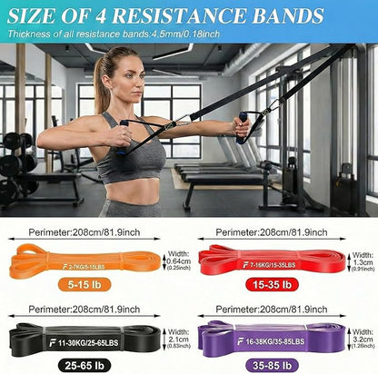 Resistance Bands Set for Working Out, 5 Levels (15-85 lbs) with Handles, Door Anchor, Storage Bag - Latex Fitness Bands for Home Gym, Strength Training, Physical Therapy, Muscle Toning for Men & Women