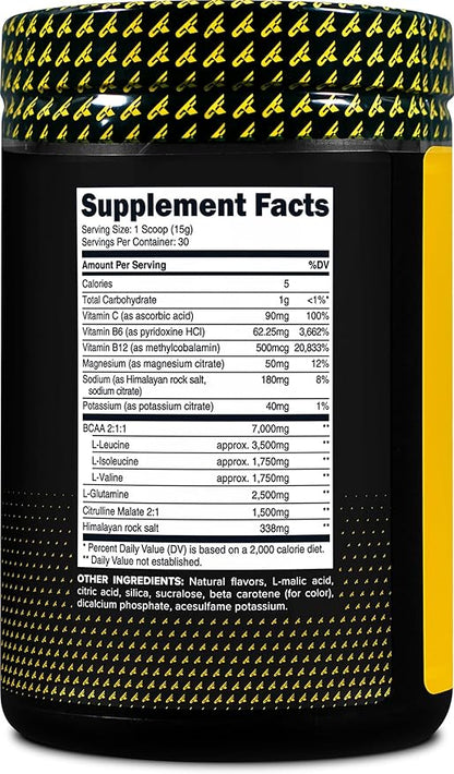 Primaforce BCAA Powder (Pineapple Mango) 30 Servings Per Container - 2:1:1 BCAAs, Post-Workout Recovery Drink with Amino Acids and Real Salt for Men & Women