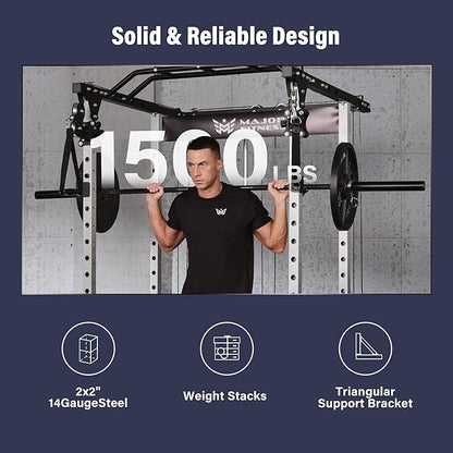 MAJOR FITNESS Drone1 Power Cage - Multi-Function Power Rack for Home Gym, Squat Rack, Cable Crossover System, for Strength Training