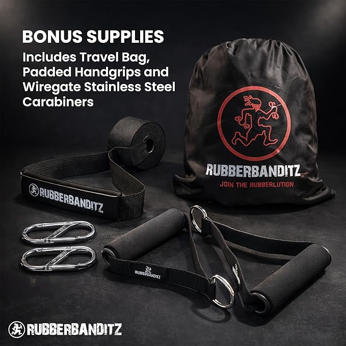 Rubberbanditz Resistance Bands Workout Kit | Exercise Bands, Door Anchor, Handles, Carry Bag, Straps | Resistance Training, Physical Therapy