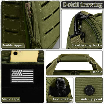 GMAK Military Tactical Duffle Bag for Men, 40L Sports Gym Bag with Shoe Compartment, Carry on Bag Travel Duffle Bag for Weekender Overnight Gym Workout Training Basketball Football, Green