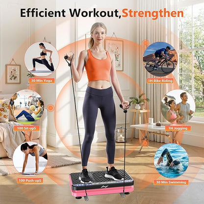 AXV Vibration Plate Fitness Platform Exercise Machine Vibrating Shaking Full Body Shaker Workout Vibrate Stand Shake Board Sport Gym for Weight Loss Fat Burner for Women Men