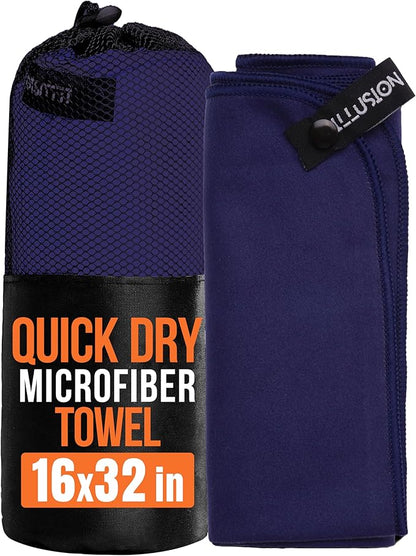 illusion Small Microfiber Gym Towels for Men and Women Active Sports (32" L x 16''W)-Lightweight Quick Dry Gym Towel for Sweat-Workout Towels Ideal for Yoga, Camping, Running, and Outdoor Activities