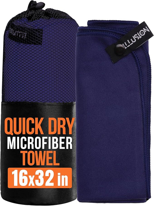 illusion Small Microfiber Gym Towels for Men and Women Active Sports (32" L x 16''W)-Lightweight Quick Dry Gym Towel for Sweat-Workout Towels Ideal for Yoga, Camping, Running, and Outdoor Activities