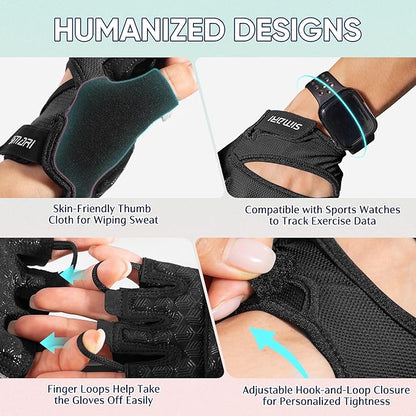 SIMARI Workout Gloves for Women Men with Full Palm Protection, Strong Grip, Cushion Impact, Breathable, Suitable for Gym Training, Kayaking, Weight Lifting, Exercise, Fitness, Cycling