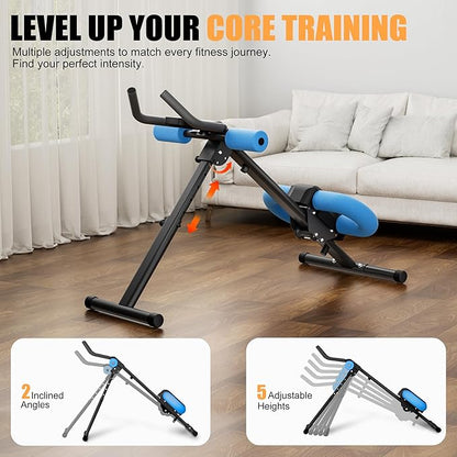 Abdominal Trainers - Adjustable Ab Trainer Machine, Foldable Abdominal Workout Equipment with Knee Protection - Home Gym Core Strength Trainer for Men & Women