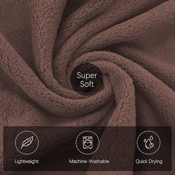 TENSTARS Silk Hemming Bath Towels for Bathroom Clearance - 27 x 55 inches - Light Thin Quick Drying - Soft Microfiber Absorbent Towel for Bath Fitness, Sports, Yoga, Travel, Gym - 2 Pack, Wood Brown