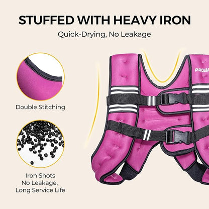 PACEARTH Weighted Vest,6lb/8lb/10lb/12lb/16lb/20lb/25lb/30lb Weight Vest with Reflective Stripe, Body Weight Vests for Women, Men, Weight Loss Workout, Strength Training, Running, Walking, Jogging