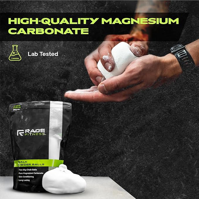 Rage Fitness Gym Chalk | Magnesium Carbonate Athletic Chalk for Excellent Grip - Gym Workout Grip Chalk for Weightlifting & Gymnastics.