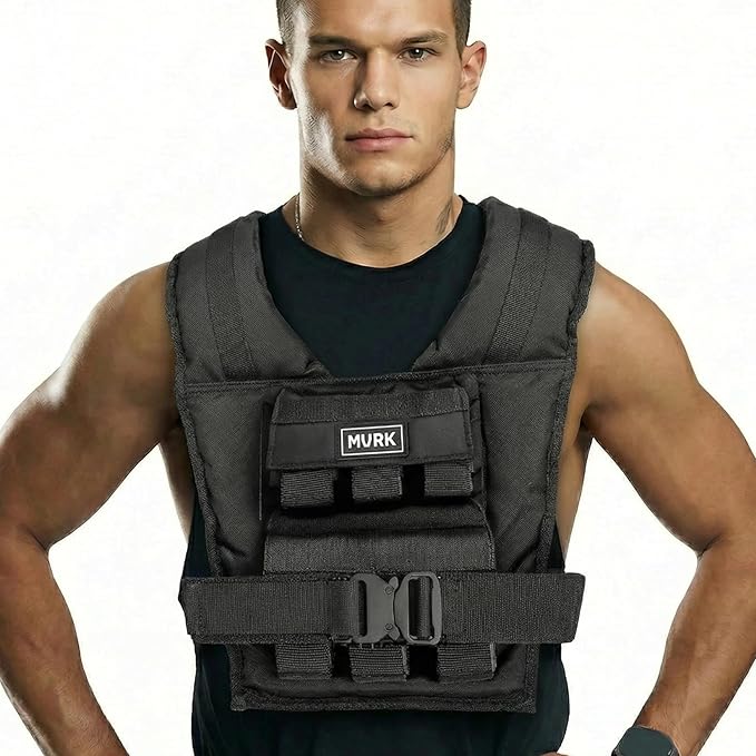 MVRK Weighted Vest for Men – Heavy Duty Rucking & Strength Training Vest with Removable Iron Weights, Adjustable 15–100lbs, No-Bounce Design for Calisthenics, HIIT & Functional Fitness