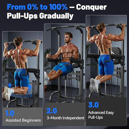 Sportsroyals Power Tower Pull Up Bar Station, 450LBS Stable Pull Up Dip Station for Home Gym Strength Training Equipment | FED Fitness