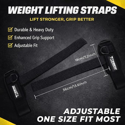 TAVIEW Weight Lifting Straps with Cuffed D Ring Wrist Support, Heavy Duty Comfortable Lifting Straps for Men with Secure Fit and Enhanced Grip for Gym Training