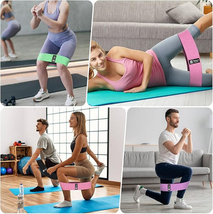 Fabric Resistance Bands Set – Booty Bands for Legs & Glutes, 3 Resistance Levels, Non-Slip Workout Bands for Women & Men, Ideal for Yoga, Pilates, Fitness, and Home Workouts