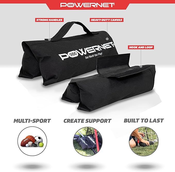 PowerNet All Sport Sandbags, Portable Soccer Goal Stability Sand Bags, Extra Weight for Football, Softball or Baseball Net, Fill Heavy Duty Bags with Sand or Weighted Balls