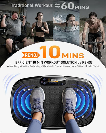 Vibration Plate Exercise Machine for Weight Loss and Lymphatic Drainage - 330lb Vibrating Platform for Home Gym Workout with Speaker, Full Body Shaker Fitness Equipment with 2 Bands for Women and Men