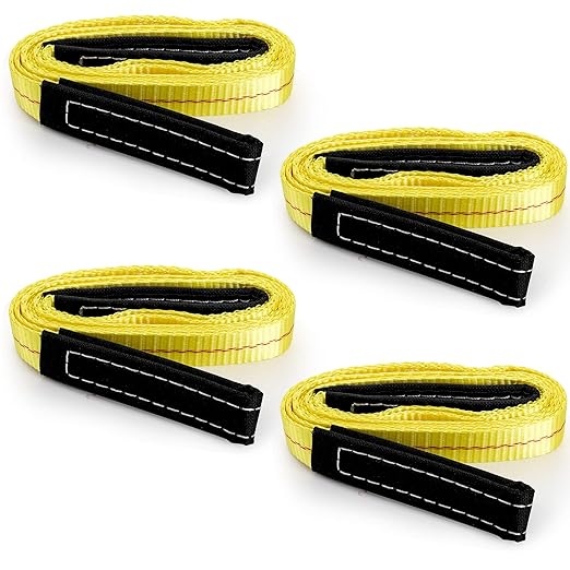 TOPZEA 4 Pack Lifting Sling Straps, 6'x 1" Durable Nylon Tow Straps Rigging Strap with 2 Wide Flat Eye Loops, Tree Saver Recovery Securing Strap Web Sling for Fitness, Wearing Guard, Moving Furniture