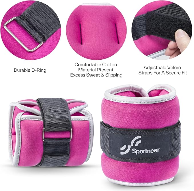 Sportneer Ankle Weights Wrist Weights Pair of 1/2/4/6/10 LBS for Men Women Kids Strength Training Wrist and Ankle Weights Set with Reflective Strips for Dancing Running Walking Fitness Workout Gym