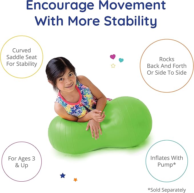 Fun and Function - Peanut Ball for Kids - Balance Ball for Kids with Special Needs - for Exercise, Therapy or Dynamic Seating