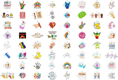 100Pcs Sign Language Stickers for Water Bottle, Laptop - ASL Stickers, Decorations - American Sign Language Gift for Women & Men