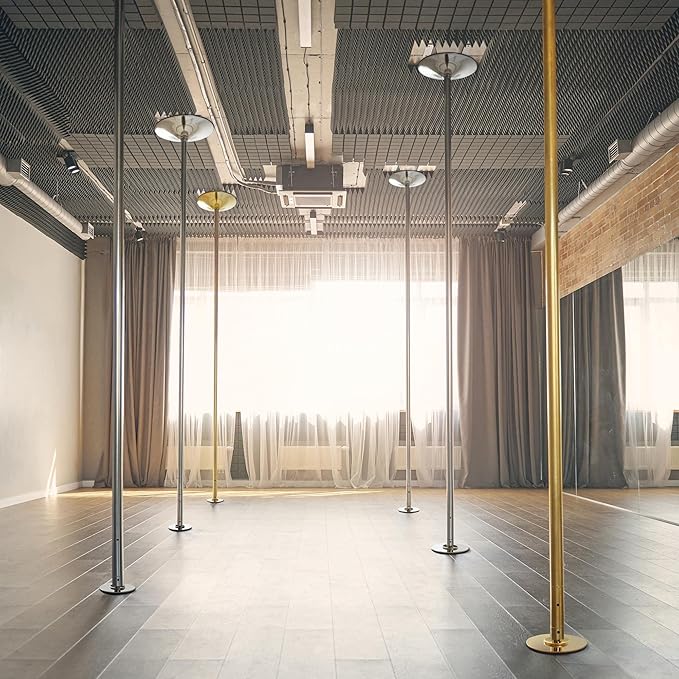Yaheetech Professional Dance Pole Spinning Static Dancing Pole Portable Removable 45mm Dance Pole Kit for Exercise Club Party Pub Home w/Tools, Silver/Gold