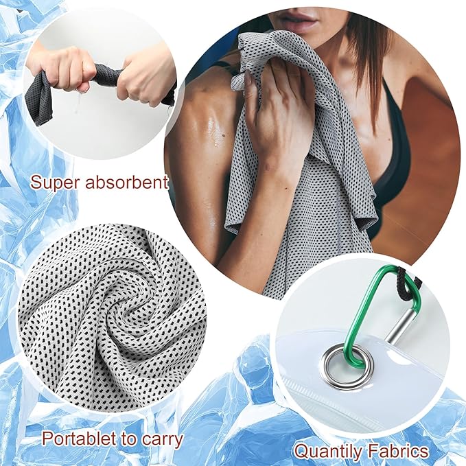 Honoson 20 Packs Cooling Towel, 43" x 16" Ice Towel for Neck and Face Microfiber Breathable Sport Sweat Rag for Gym, Yoga, Travel, Camping, Running, Fitness, Workout & More Activities