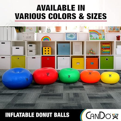 CanDo 30-1954 Donut Swiss Stability Ball for Yoga, Pilates and Balance Training, 30" Diameter, Red