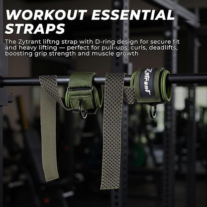 Weight Lifting Straps with Cuffed D Ring,Heavy Duty Thyick Comfortable Lifting Straps, Secure Fit, Enhanced Grip, Straps for Weightlifting & Gym Training