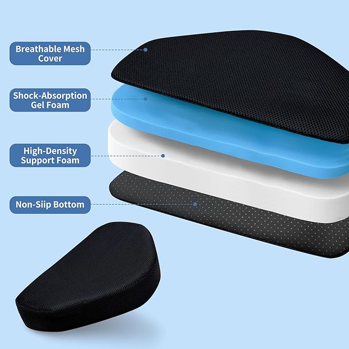 Exercise Bike Seat Cushion for Long Rides, High-Density Foam Padding, Breathable Mesh Non-Slip Cover, Stationary Bike & Rowing Machine Seat Pad for Comfort and Support