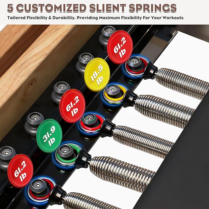 Pilates Reformer, Wooden Foldable Pilates Machine for Home Use, All-in-One Studio Equipment with 6 Springs, Jump Board, Sitting Box & Accessories 3t3 libras