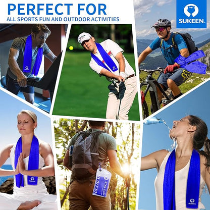 Sukeen Cooling Towels for Neck and Face, 4 Pack Cooling Towels for hot Weather (40"x12"), Cooling Rags for Yoga, Sport, Running, Workout,Gym, Camping, Fitness, Workout & More