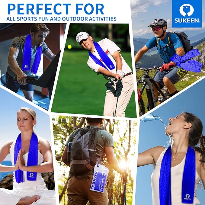 Sukeen Cooling Towel for Neck and Face (40"x12"), Microfiber Bulk Cooling Towels for Athletes Cooling Neck Wraps Instant Cooling Towels for Yoga,Gym,Golf,Running,Fitness and Workout