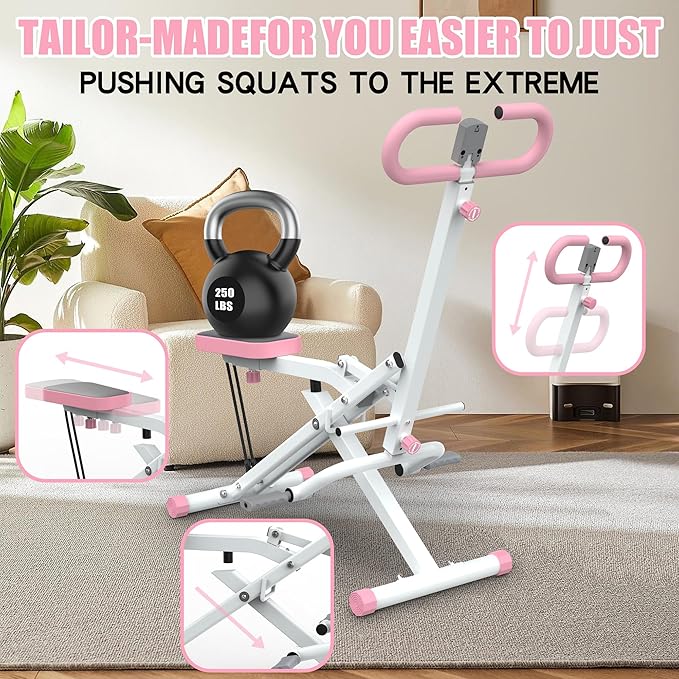 Squat Machine,Exercise Machine for Home,Foldable Ride Rowing for Botty Glutes Butt Thighs,Ab Back Leg Press Home Workout