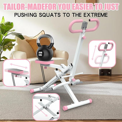 Squat Machine,Exercise Machine for Home,Foldable Ride Rowing for Botty Glutes Butt Thighs,Ab Back Leg Press Home Workout