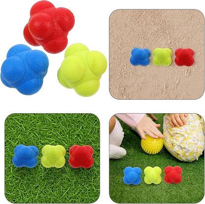 Kisangel 3pcs Hexagonal Reaction Balls Reflex Training for Sports Fitness Agility Exercises