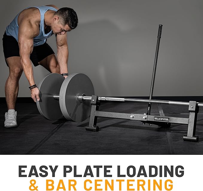 Bells of Steel Deadlift Jack 2.0 Premium Barbell Jack | Long Handle Deadlift Bar Jack | Bar Jack Durable Nylon Rollers for Easier Bar Centering | Protective UHMW Deadlift Stand, 800lb Capacity