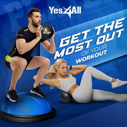 Yes4All 880LBS Half Ball Balance Trainer, Pilates Balance & Stability Ball for Exercises, Home Gym, Floor & Full Body Workouts