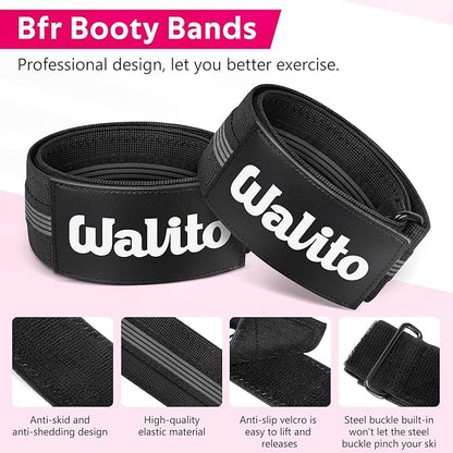 BFR Booty Bands for Women Glutes - Blood Flow Restriction Bands with Weekly Plan for Legs, Butt & Hip Building, Occlusion Bands for Workouts, Best Fabric Bands for Squat Butt & Thigh