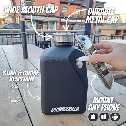 Magnetic Water Jug Mag Mount, Water Bottle MagSafe Compatible Magnetic Phone Holder, Phone Tripod & Stand, Compatible All Phones Daily Water Jug 2.7L For Fitness, Sports, Gym, Travel, Office, Black