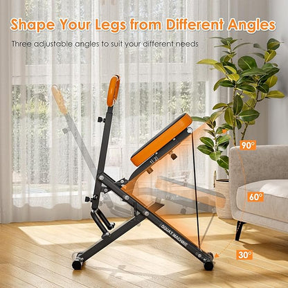 DlandHome Squat Machine, Squat Rowing Machine with Adjustable High-Strength Resistance Band for Home Gym, Foldable Leg Glute Trainer for Full Body 330lbs