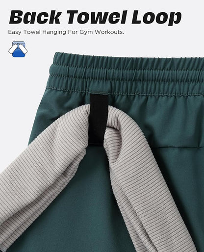 Men 2 in 1 Running Shorts with Compression Liner 5" 7" Quick Dry Workout Athletic Shorts with Pockets Towel Loop