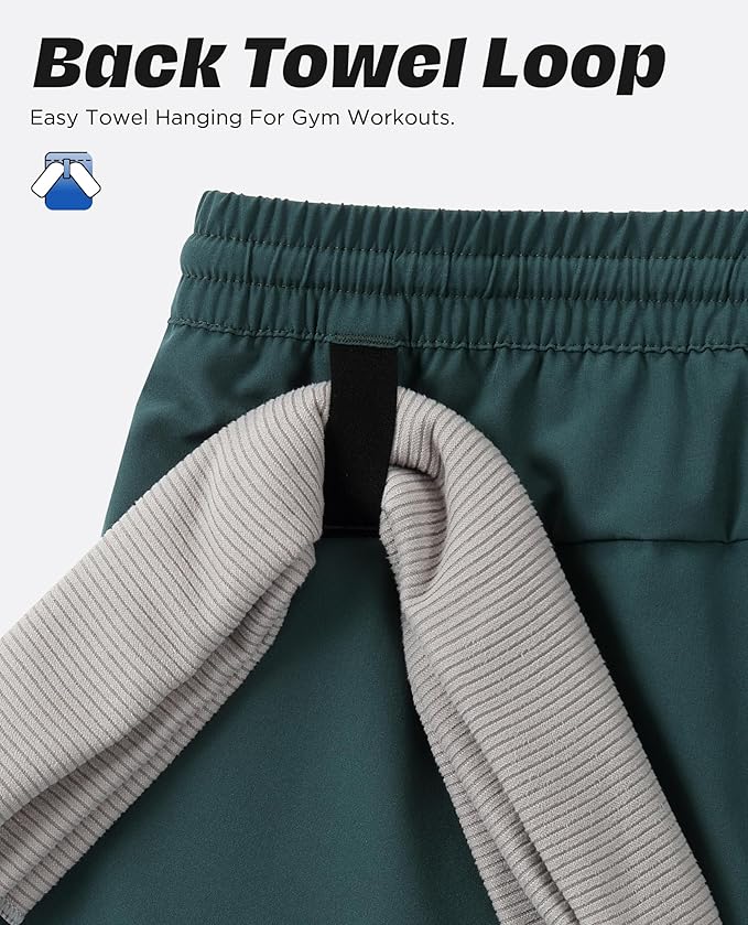 Men 2 in 1 Running Shorts with Compression Liner 5" 7" Quick Dry Workout Athletic Shorts with Pockets Towel Loop