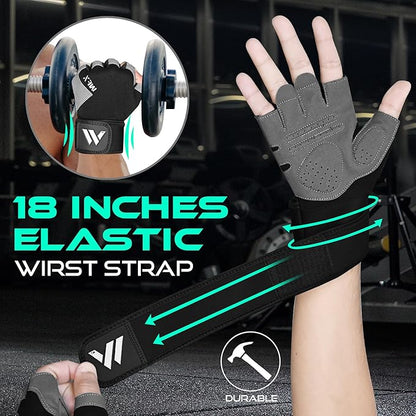 WESTWOOD FOX Gym Gloves Fitness Training Anti Slip Shock-Absorbing Weight Lifting Gloves Padded Grip Breathable Fingerless Workout Support for Men Women Cycling Exercise