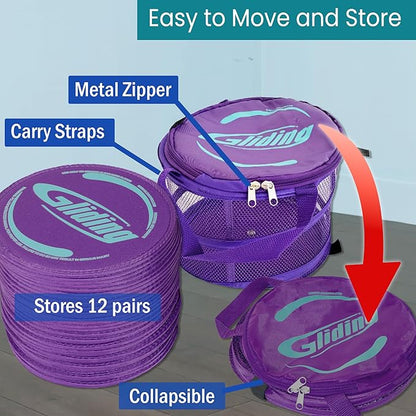 Gliding Exercise Discs: Studio Pack for Hardwood Floors (12 Pair, Purple)