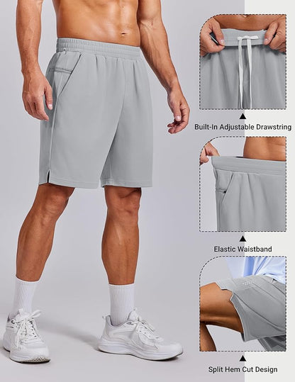 COOFANDY Mens Gym Athletic Shorts with Zipper Pockets Quick Dry 7" Workout Running Training Shorts