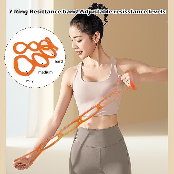 7 Ring Adjustable Loop Resistance Bands for Working Out Walk at Home，Workout Bands Exercise Stretch Band for Women&Men Fitness, Yoga, Pilates-Non-Slip, Durable Rubber, Home/Gym Use