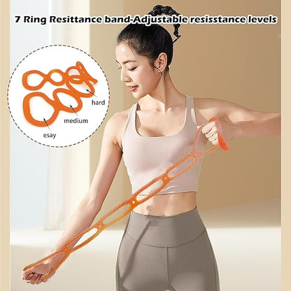 7 Ring Adjustable Loop Resistance Bands for Working Out Walk at Home，Workout Bands Exercise Stretch Band for Women&Men Fitness, Yoga, Pilates-Non-Slip, Durable Rubber, Home/Gym Use