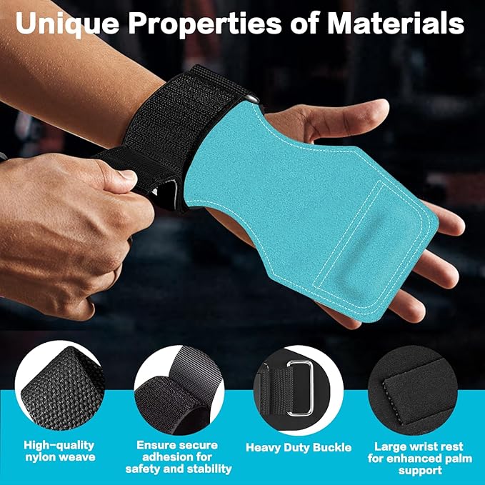 Weight Lifting Wrist Strap, Double-Layer Leather Wrist Straps for Gym Strength Training Weightlifting,Deadlift and Powerlifting, Enhance Grip Strength Neoprene Padding Gym Workout Lifting Straps Men/Women Pair