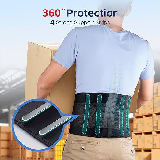 FEATOL Back Brace for Men Lower Back Pain Relief Lumbar Support Brace Waist Belt with Ergonomic 3D Silicone Pad for Heavy Lifting Work, Herniated Disc, Sciatica, 3XL
